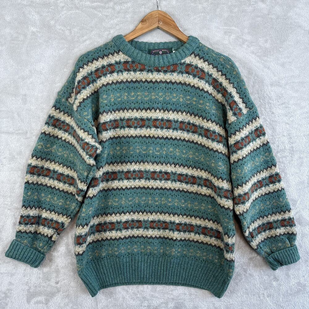 Murray Brothers Of Scotland Vintage 80's Wool Men's Sweater Large Fair Isle Knit